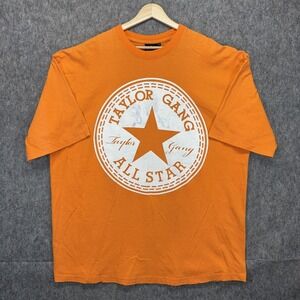 Wiz Khalifa Taylor Gang Converse All Stars T-Shirt Men's XL Oversized Orange Y2K